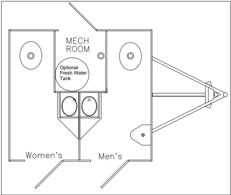 2-station bathroom trailer floor plan