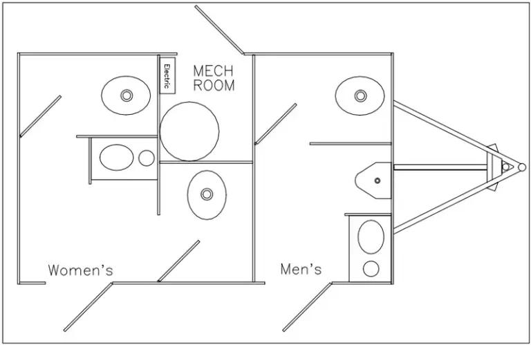4-station community restroom trailer interior